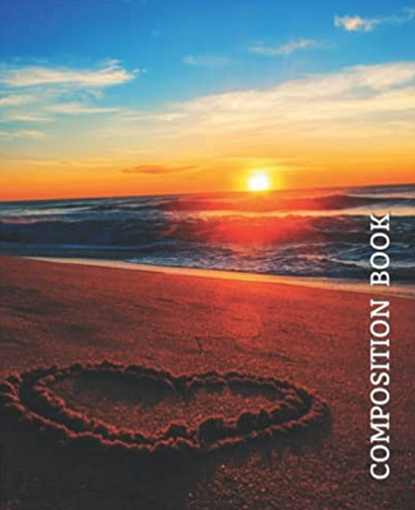 Heart in the Sand Sunset College Ruled Notebook