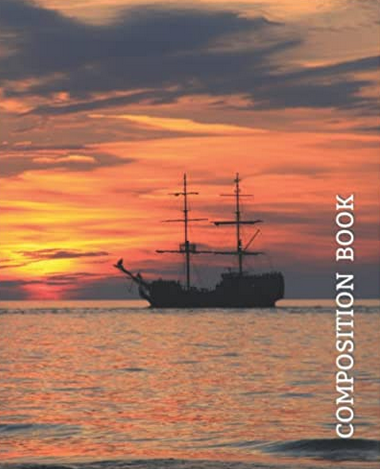 Ship at Sunset College Ruled Notebook