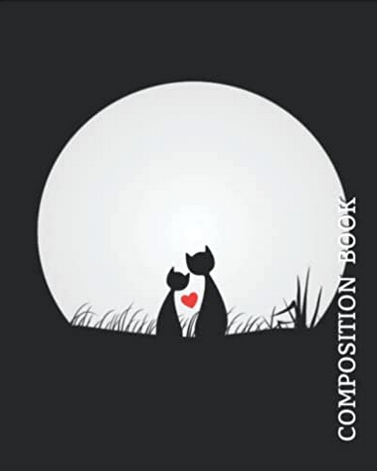 Two Cats in Love Silhouette College Ruled Notebook