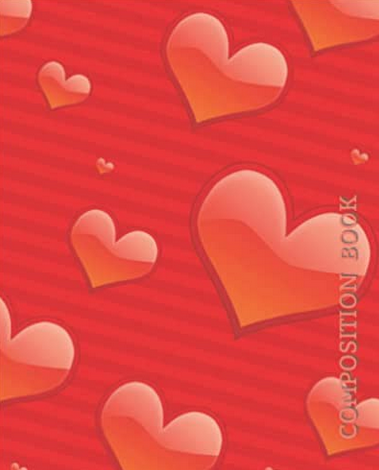 Red Heart Pattern College Ruled Notebook