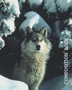 Wolf in Snow College Ruled Notebook