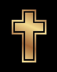 Gold Cross on Black Background Composition Book