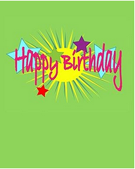 Green Happy Birthday with Stars Drawing Book