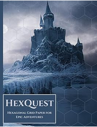 HexQuest: Hexagonal Grid Paper for Epic Adventures: 8.5x11" large hexagonal grid notebook