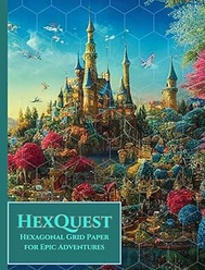 HexQuest: Hexagonal Grid Paper for Epic Adventures: 8.5x11" large hexagonal grid notebook