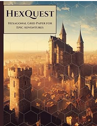 HexQuest: Hexagonal Grid Paper for Epic Adventures: 8.5x11" large hexagonal grid notebook